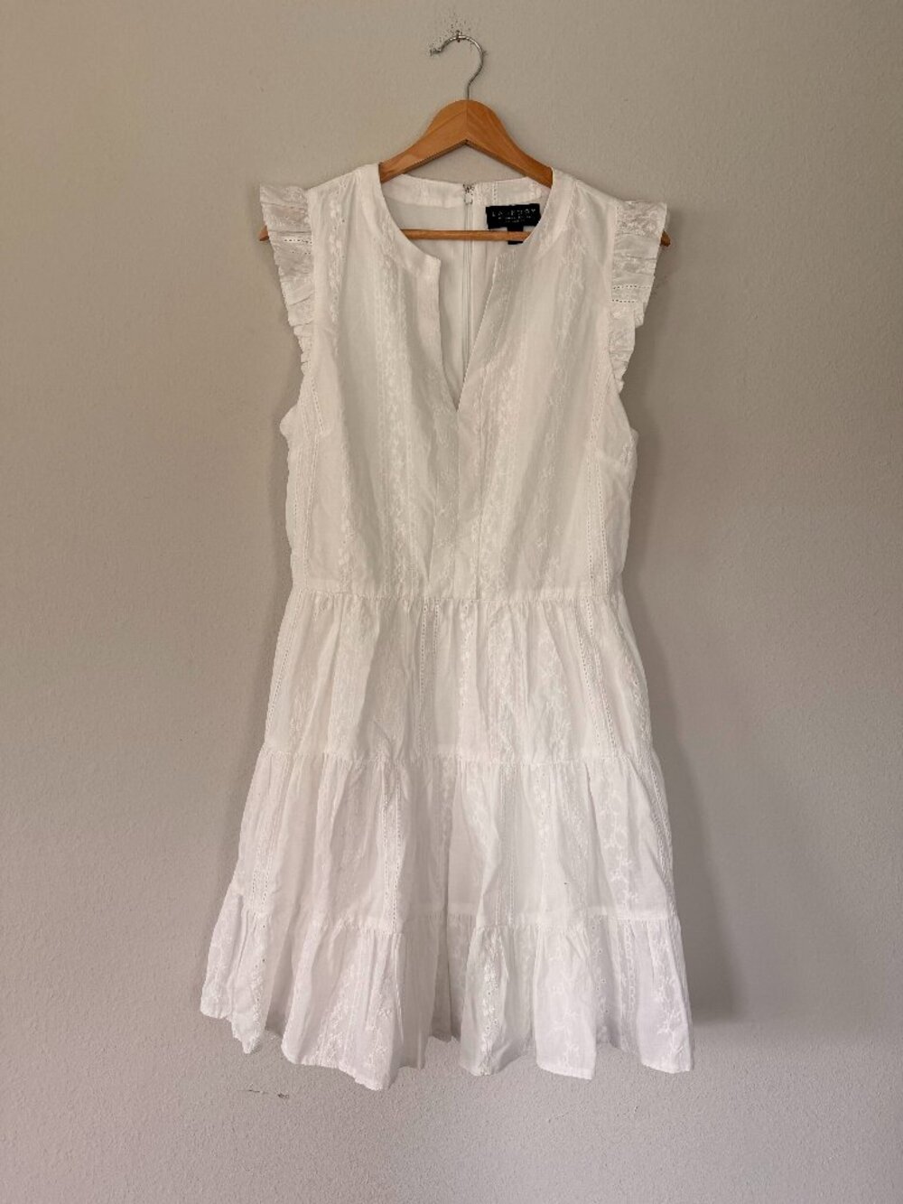 Laundry by Shelli Segal White Frill Mini Dress - Sz 8